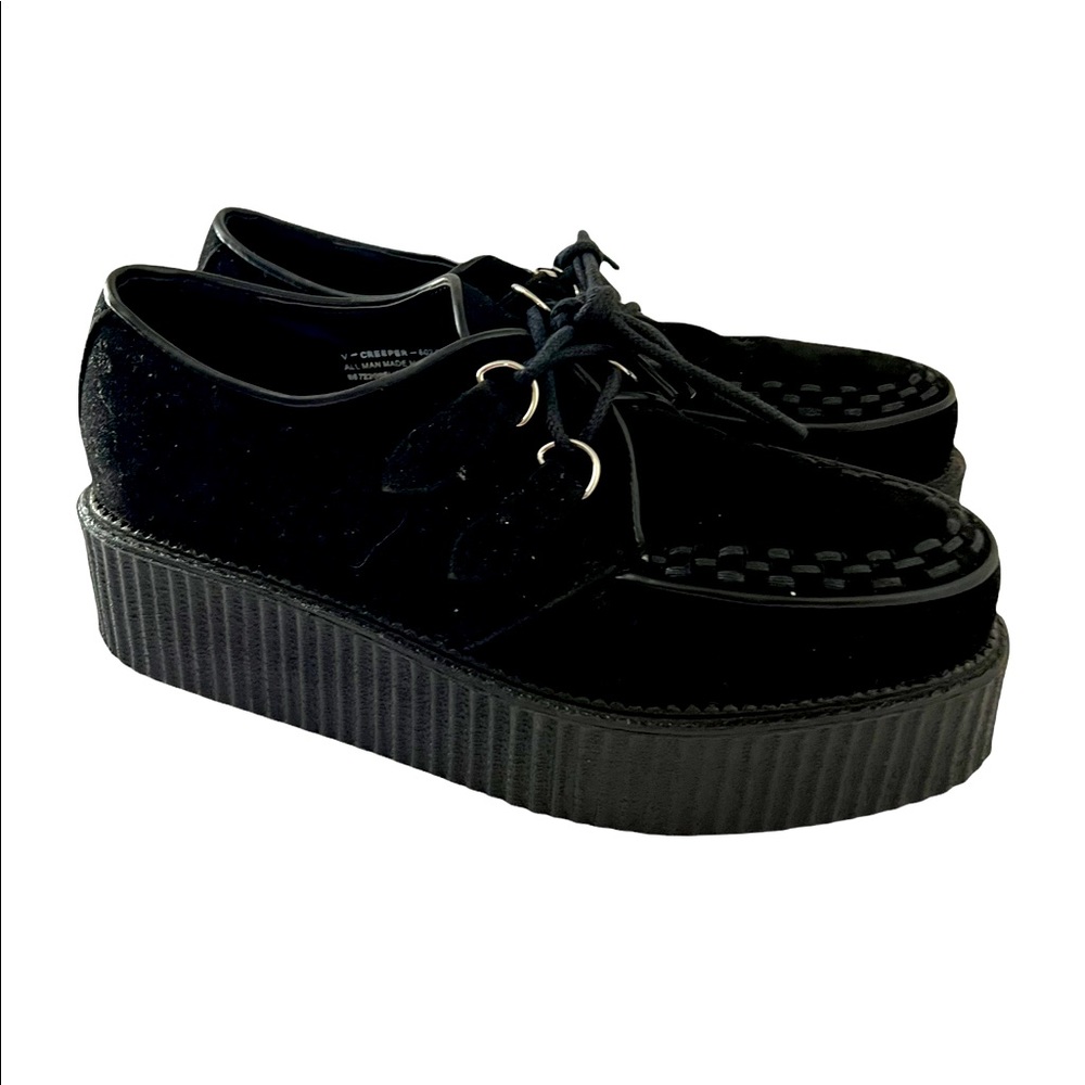 Demonia 2” Platform Goth Punk V- Creeper Black Suede Shoe READ DESCRIPTION